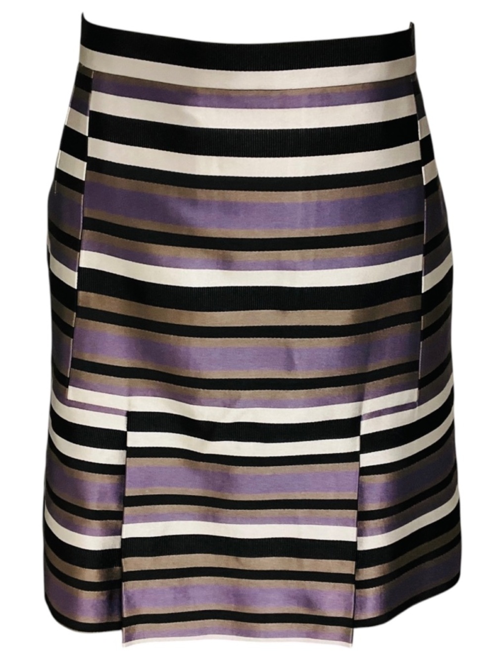 LOUIS VUITTON PURPLE / BLACK MULTI STRIPED SILK SKIRT
